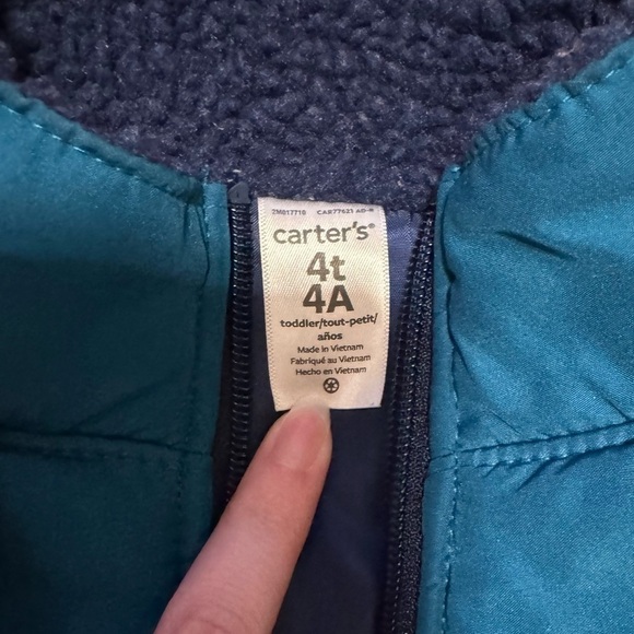Carter’s 4T Teal + Navy Blue Shaggy Vest - Picture 2 of 3